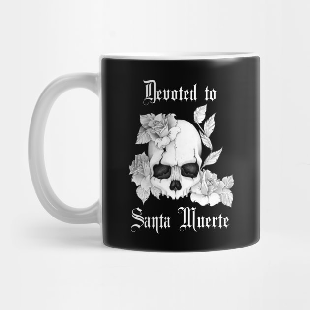 Devoted to Santa Muerte with Skull and Roses - for Devotees of Most Holy Death by TraditionalWitchGifts